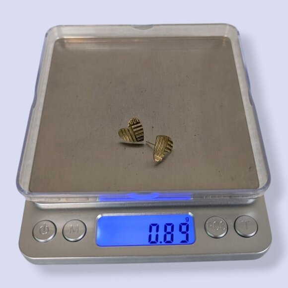 (2/$20) Vintage Metal Striped Heart Earrings - Picture 5 of 5